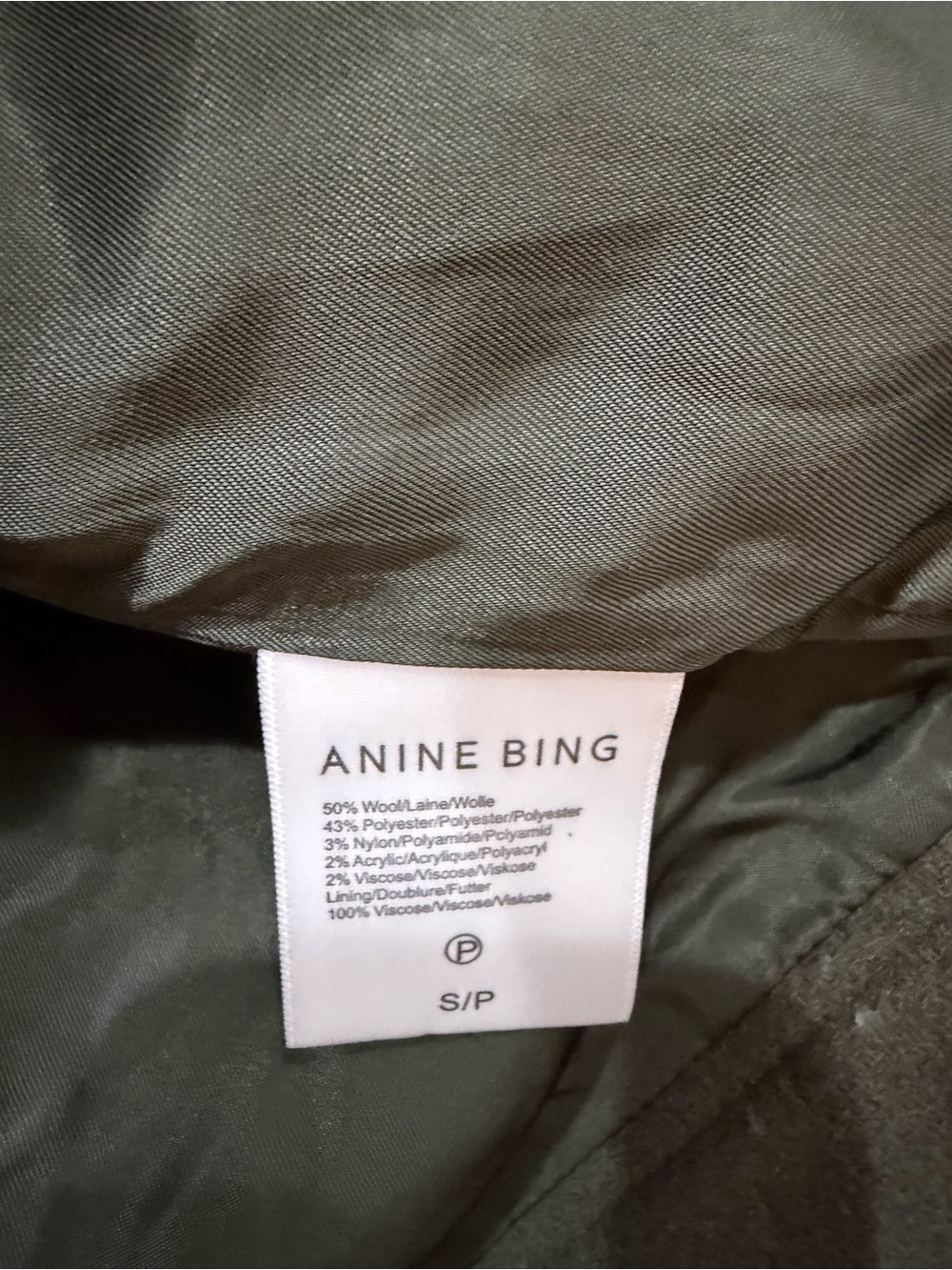 ANINE BING Dallas Cropped Military-Style Wool Blend Jacket in Olive - Picture 10 of 11